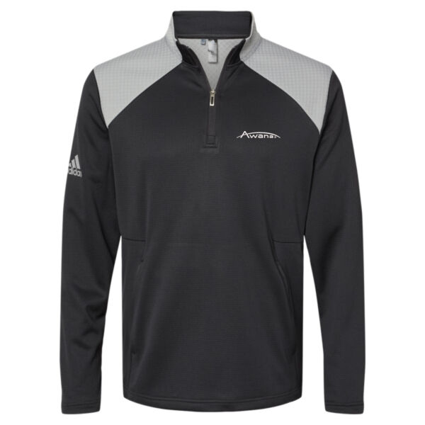 Awana Embroidered Adidas Jacket - Textured Mixed Media Quarter-Zip Pullover Thumbnail